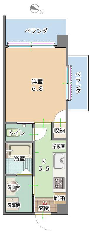 トーマスKIO(1K/6階)の間取り写真