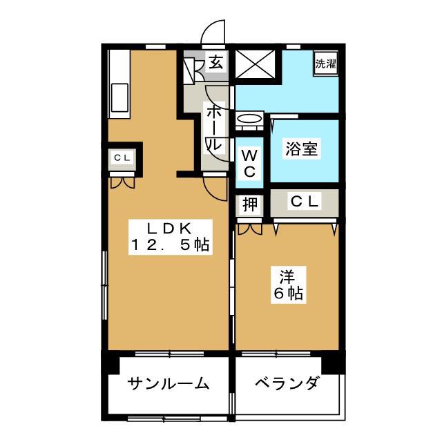 HR MANSION(1LDK/5階)の間取り写真