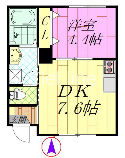 セレーノ(1DK/1階)の間取り写真