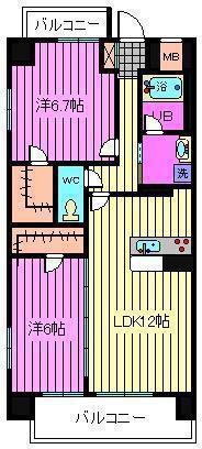 プライムホーム大宮(2LDK/7階)の間取り写真