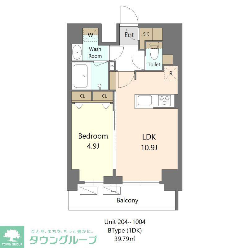 S-RESIDENCE新宿早稲田AVELIS(1LDK/9階)の間取り写真