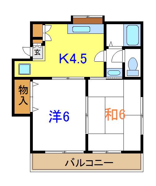 メゾンサニー(2DK/3階)の間取り写真
