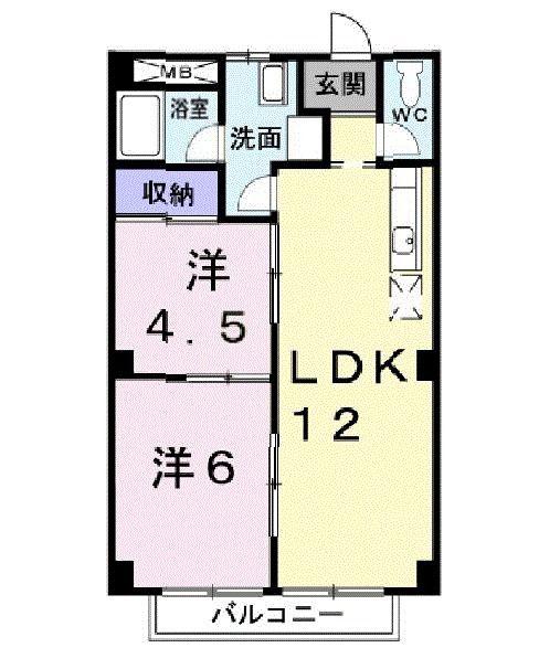 パルネット山口(2LDK/2階)の間取り写真