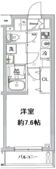 AXAS目黒祐天寺(1K/2階)の間取り写真
