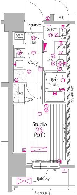 ガーラ・グランディ池袋II(1K/5階)の間取り写真