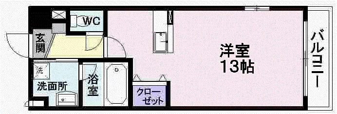 パラディーゾ木の実町(ワンルーム/5階)の間取り写真