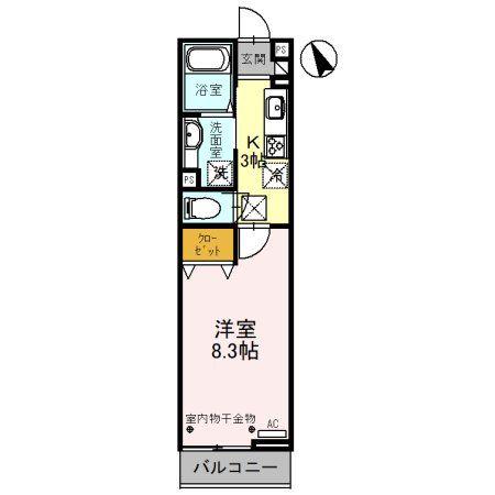 POCO A POCO(1K/1階)の間取り写真