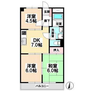 白砂ヒルズ(3DK/4階)の間取り写真