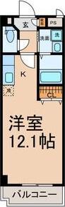フィオーレ上丘(ワンルーム/1階)の間取り写真
