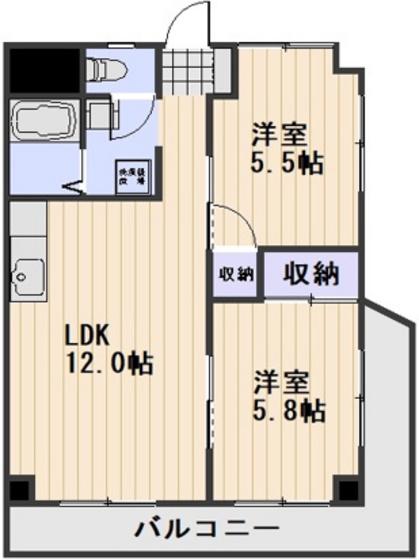 ハイデンス岡山(2LDK/2階)の間取り写真