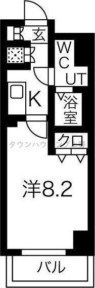 スパシエリーヴァ浅草(1K/2階)の間取り写真