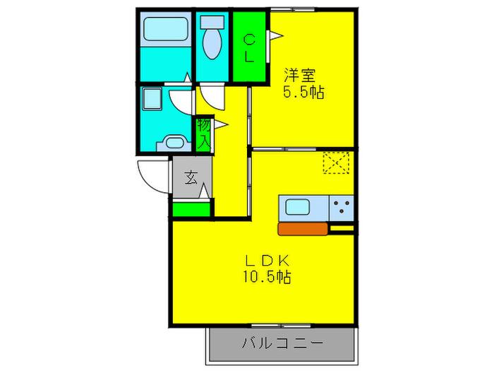 カーサポポラーレ(1LDK/2階)の間取り写真