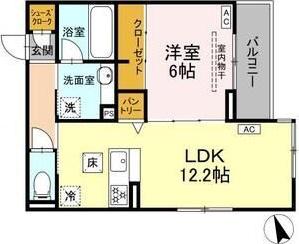 シングレイス(1LDK/1階)の間取り写真