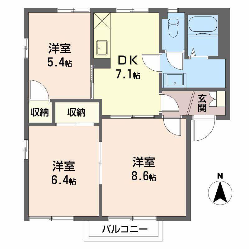 フレグランス恵(3DK/1階)の間取り写真