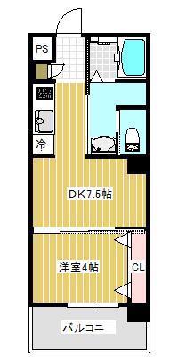 POTHOS呉三条(1DK/3階)の間取り写真
