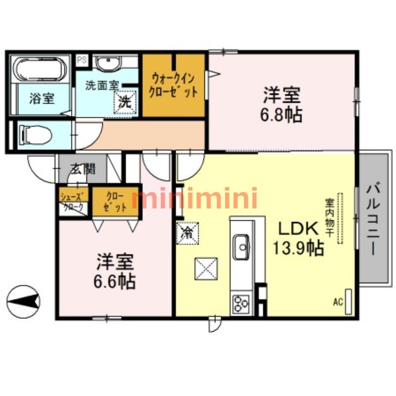 MAISONこまくさ(2LDK/1階)の間取り写真