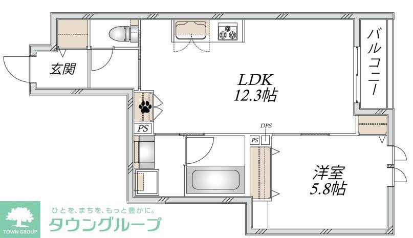 ロコティーダ武蔵中原(1LDK/3階)の間取り写真