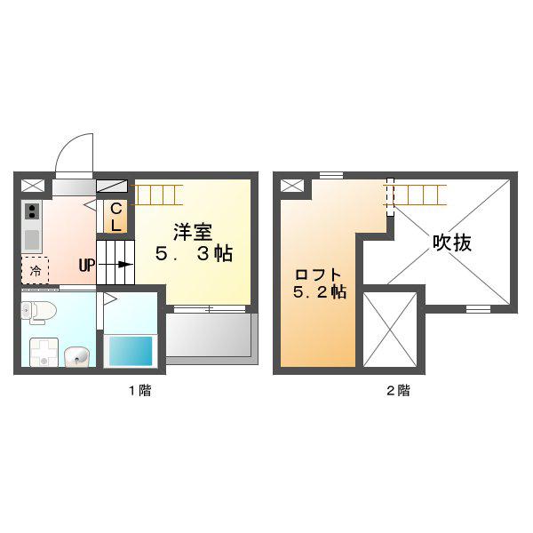 COURAGE(1K/2階)の間取り写真