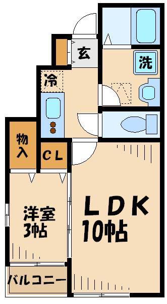 アヴニール調布(1LDK/1階)の間取り写真