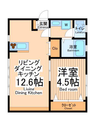 ミューズ白ゆり(1LDK/2階)の間取り写真