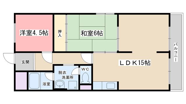林ハイツ(2LDK/5階)の間取り写真
