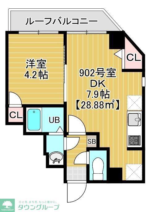 ソラトワーヌ(1DK/9階)の間取り写真