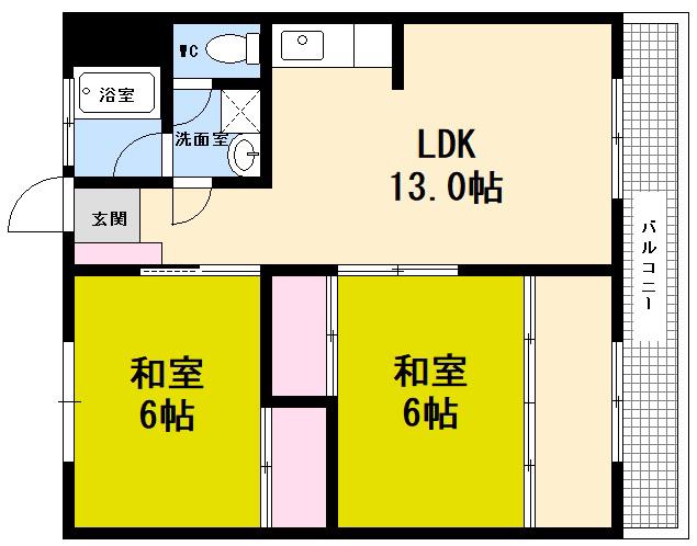 中田マンション(2LDK/2階)の間取り写真