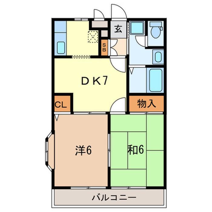 アルカディアコート(2DK/2階)の間取り写真