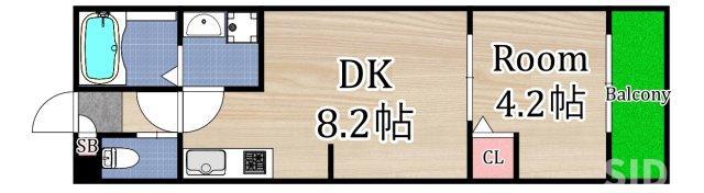 ALEGRIA鶴見区今津(1LDK/2階)の間取り写真