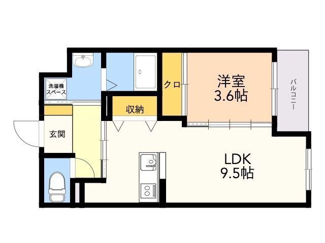 ボンヌール城南(1LDK/3階)の間取り写真