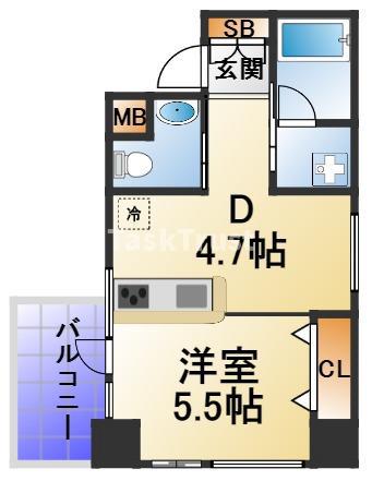 ROJI01(1DK/3階)の間取り写真