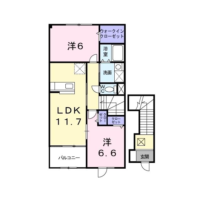 グランデュールA(2LDK/2階)の間取り写真