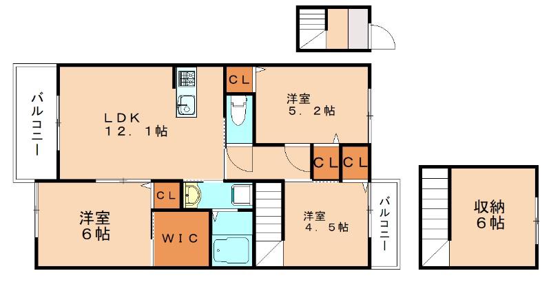 プレステージ東郷(3LDK/2階)の間取り写真