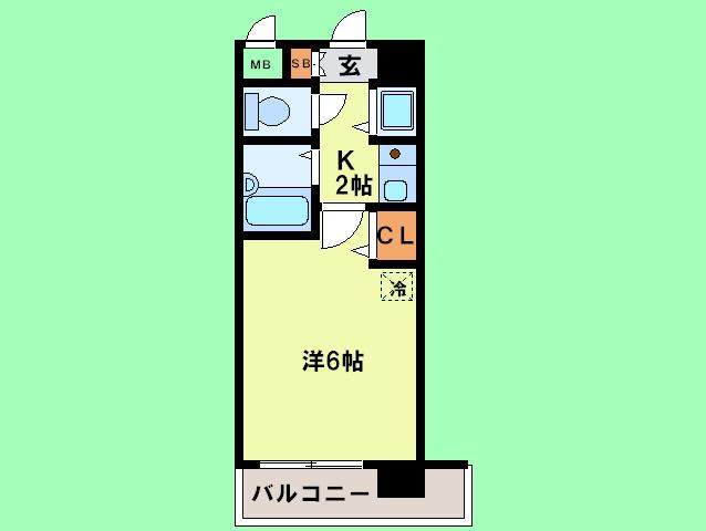 プライム天神(1K/3階)の間取り写真