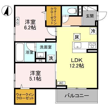 U-TORISIA簗瀬(2LDK/1階)の間取り写真