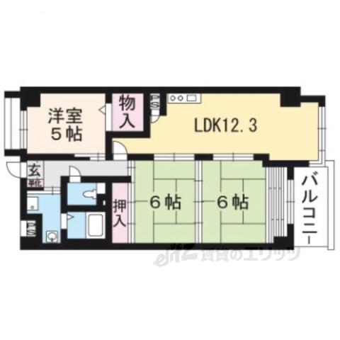 エクセレア花屋町(3LDK/5階)の間取り写真