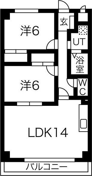 リヴィエル城屋敷(2LDK/2階)の間取り写真