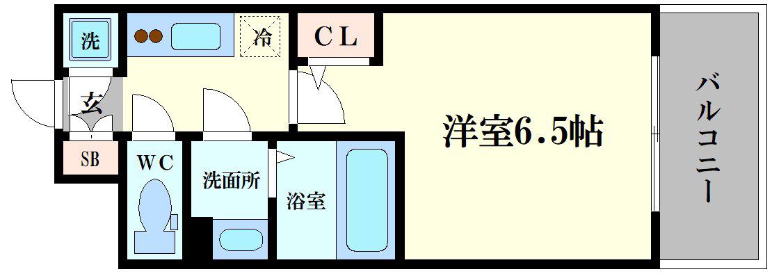 エスリード弁天町クレール(1K/3階)の間取り写真