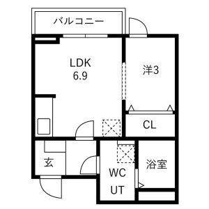 クレール貝ヶ森(1LDK/1階)の間取り写真