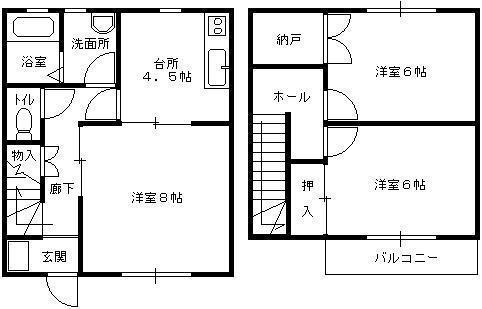 JR東北本線 矢幅駅 徒歩15分 2階建 築28年(3K/1階)の間取り写真