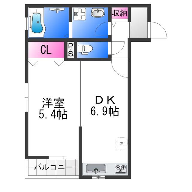 ORIENTCITY戎之町東(1DK/2階)の間取り写真
