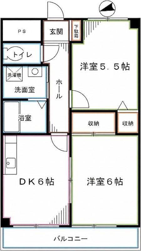 ティアラB(1SDK/4階)の間取り写真