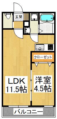 ジーメゾン初芝パックス(1LDK/3階)の間取り写真