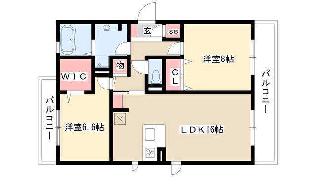 グランツ川名(2LDK/3階)の間取り写真
