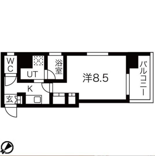 グランエターナ名古屋鶴舞(1K/3階)の間取り写真