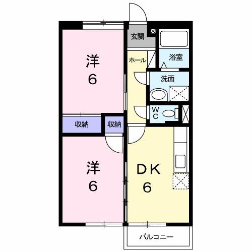 ニューエルディム立川1(2DK/1階)の間取り写真