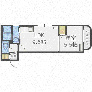 ウィングキャッスル(1LDK/2階)の間取り写真
