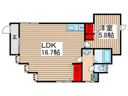 上志津ハイツ(1LDK/1階)の間取り写真