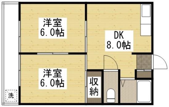 ハイツクレア(2DK/2階)の間取り写真