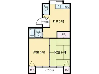 パラッツオ叶(2DK/2階)の間取り写真